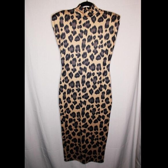 80s Inspired Leopard Print Sheath Dress - Picture 1 of 6